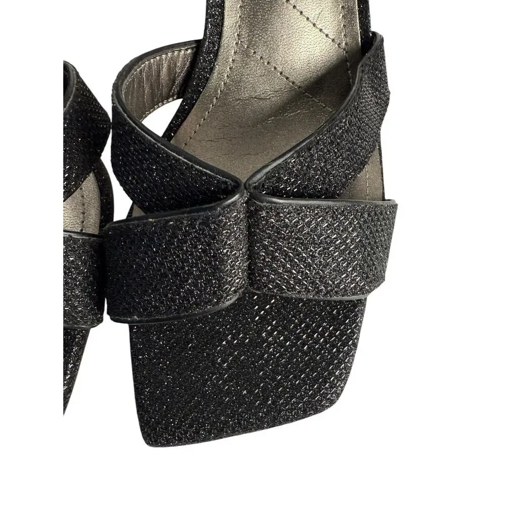 Franco Sarto Women's Size 9 Rania 2‎ Stiletto Square Cut Out Heels Black Shimmer